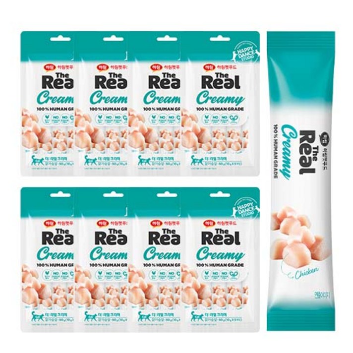 하림 펫푸드 더리얼 크리미 고양이 간식 50g, 닭가슴살맛, 8개
