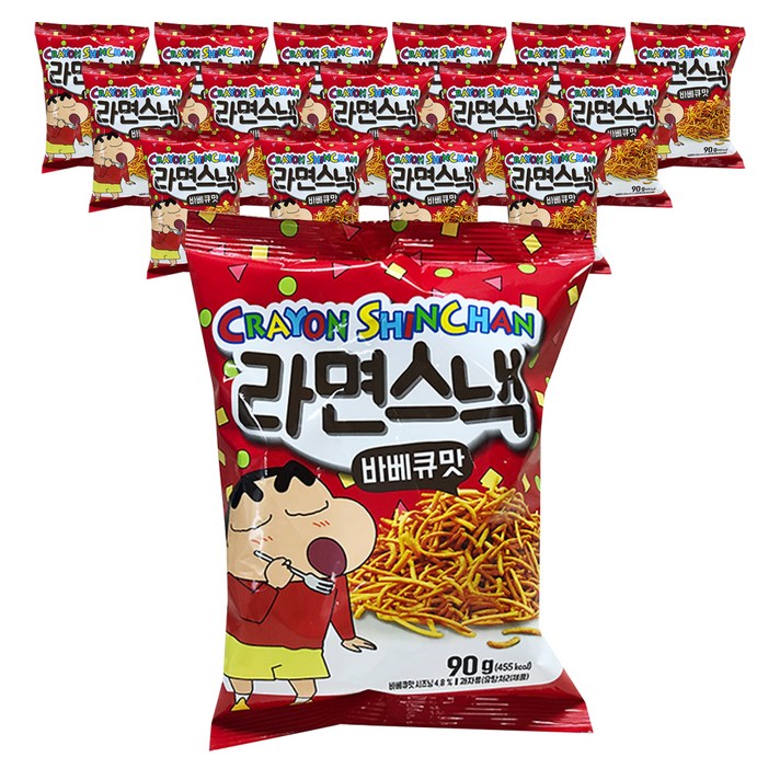짱구 라면스낵 바베큐맛, 90g, 16개