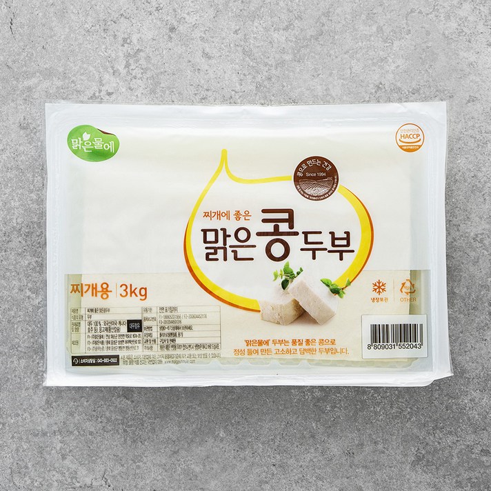 맑은물에 맑은콩 찌개두부, 3kg, 1개