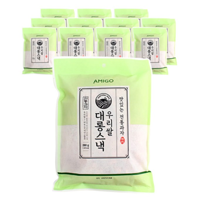 아미고 맛있는 전통과자 우리쌀 대롱스낵, 280g, 12개