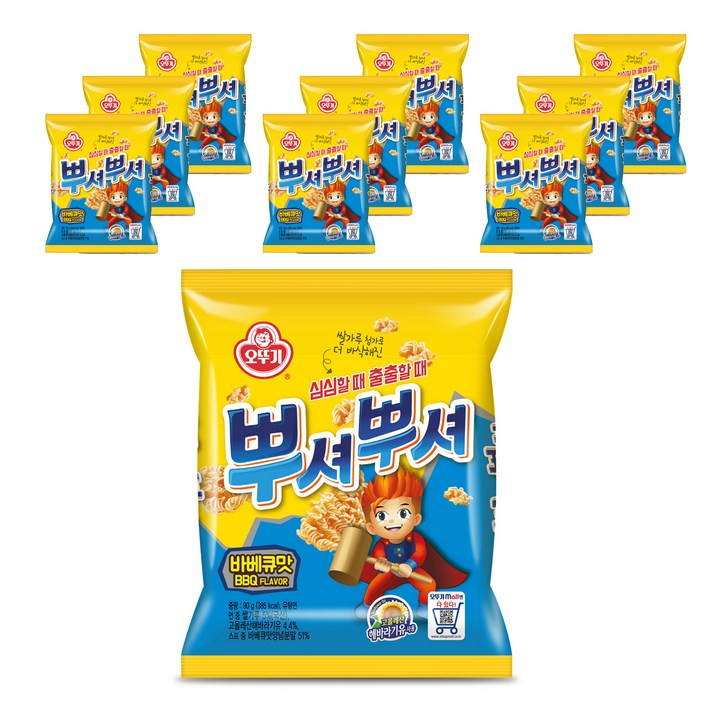 오뚜기 뿌셔뿌셔 바베큐맛, 90g, 10개
