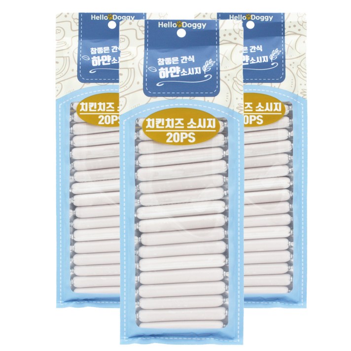 헬로도기 강아지 참좋은간식 하얀소시지 20p, 치킨치즈맛, 3개