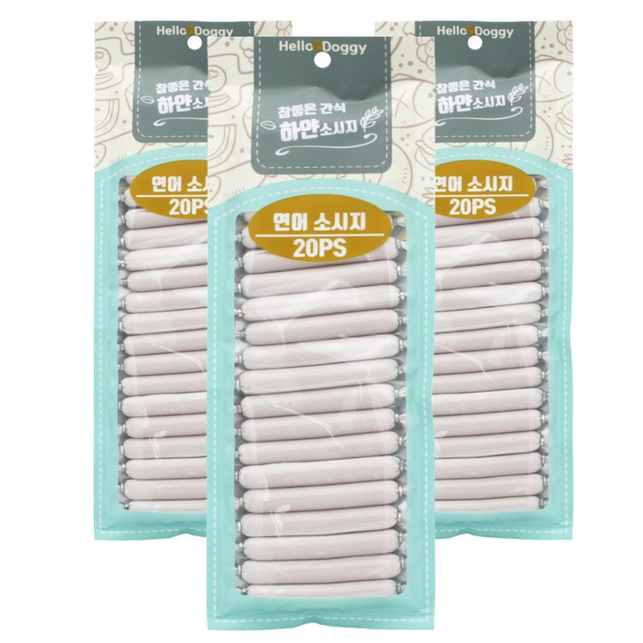 헬로도기 강아지 참좋은간식 하얀소시지 20p, 연어맛, 3개