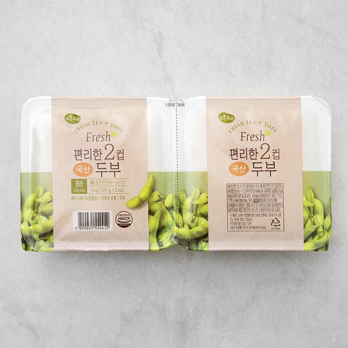 맑은물에 국산 편리한 2컵 두부, 1kg, 1개