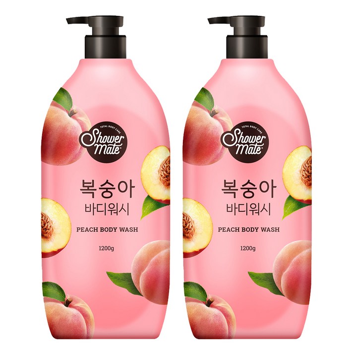 샤워메이트 복숭아 바디워시 과일향, 1200g, 2개