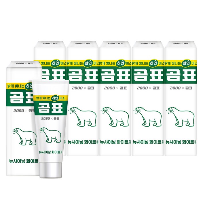 2080 뉴샤이닝 곰표 치약, 120g, 6개