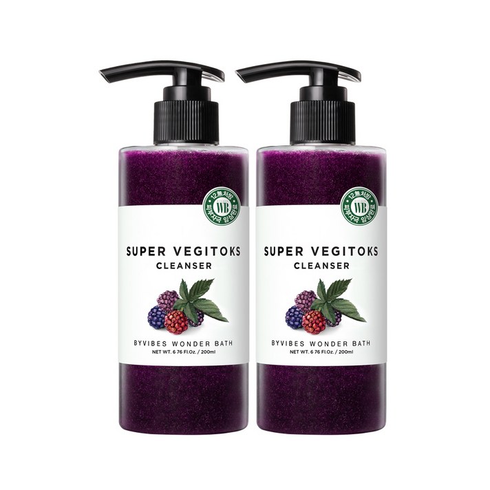 원더바스 슈퍼 베지톡스 클렌저 퍼플, 200ml, 2개