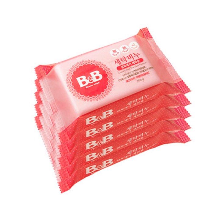 비앤비 얼룩 제거용 세탁비누, 200g, 5개