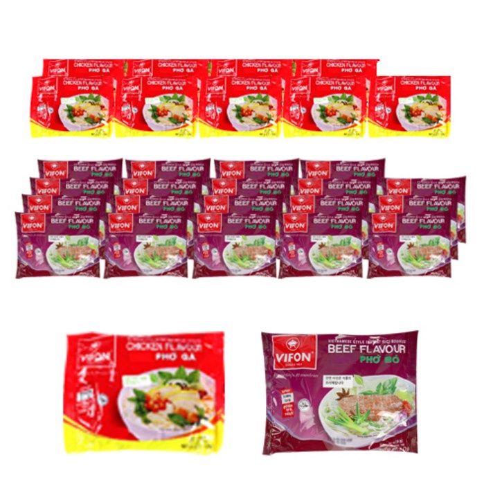 비폰 포보 베트남 쌀국수 즉석라면 소고기맛 60g x 20p + 닭고기맛 60g x 10p, 1세트