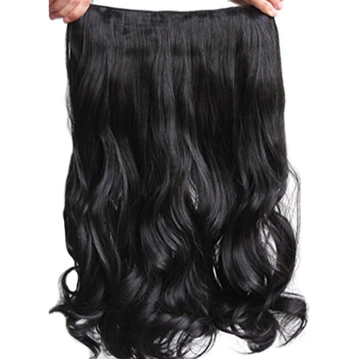 단색웨이브 붙임머리 40cm 195g, 진한블랙, 1개
