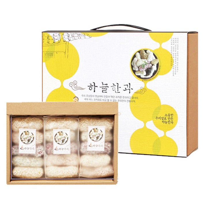 하늘한과 특별한 찹쌀 조청 유과 5종 세트, 80g, 3개