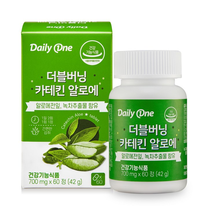 데일리원 더블버닝 카테킨 알로에 영양제, 60정, 1개