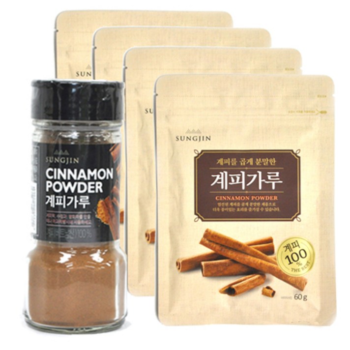 성진 계피 가루 병 45g + 지퍼형 60g x 4p 세트, 1세트