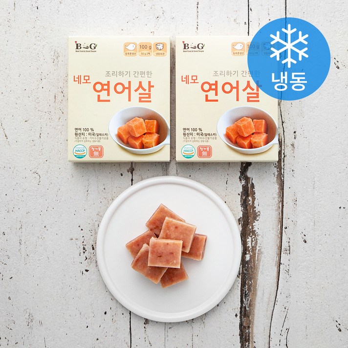 B&G 조리하기 간편한 네모연어살 (냉동), 100g, 2개