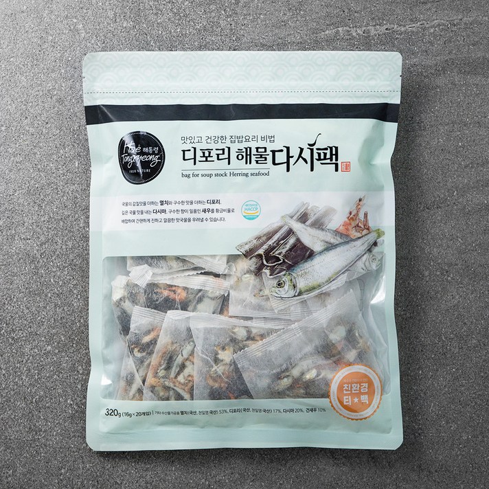 해통령 디포리 해물 다시팩, 16g, 20개