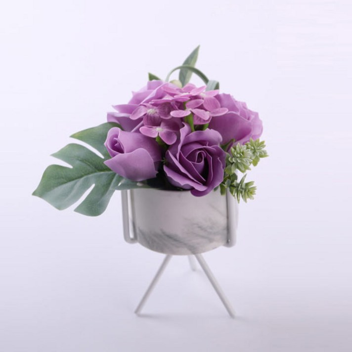이지플 조화 비누꽃 현대식 화분, 퍼플, 1개