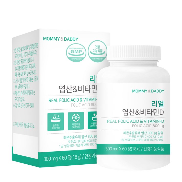마미앤대디 리얼 엽산 비타민D, 60정, 1개