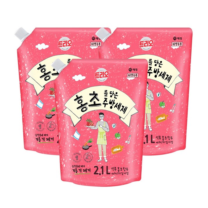 트리오 홍초를 담은 주방세제, 2.1L, 3개