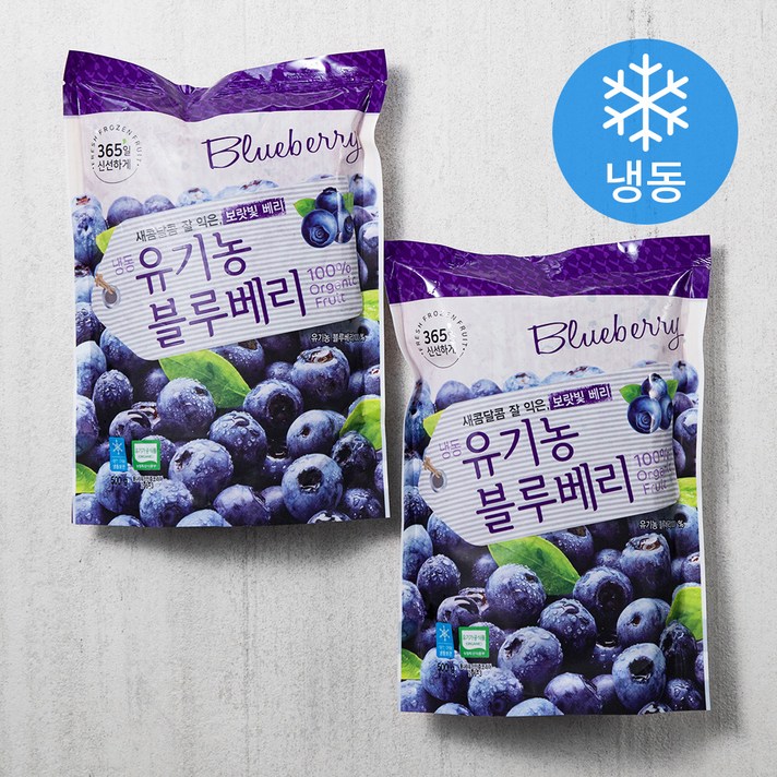 유기가공 인증 유기농 블루베리 (냉동), 500g, 2개