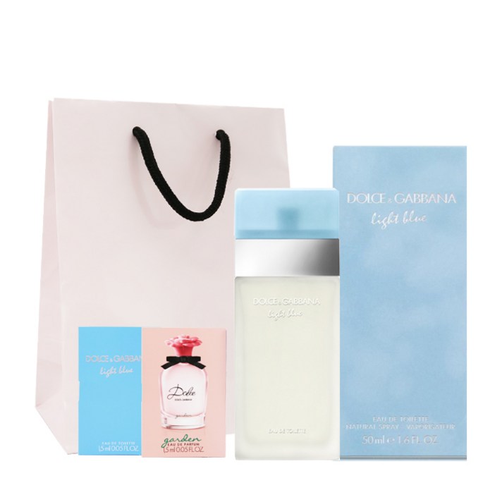 돌체앤가바나 라이트블루 우먼 EDT 50ml + 스틱 향수 2종 랜덤발송+ 쇼핑백 세트