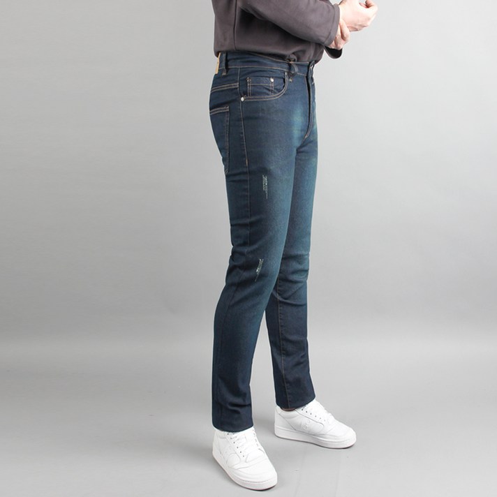 남성용 데일리 일자핏 워싱 청바지