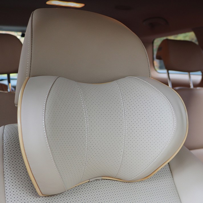 브론코 차량용 메모리폼 목쿠션 2p + 세차 타올, 베이지