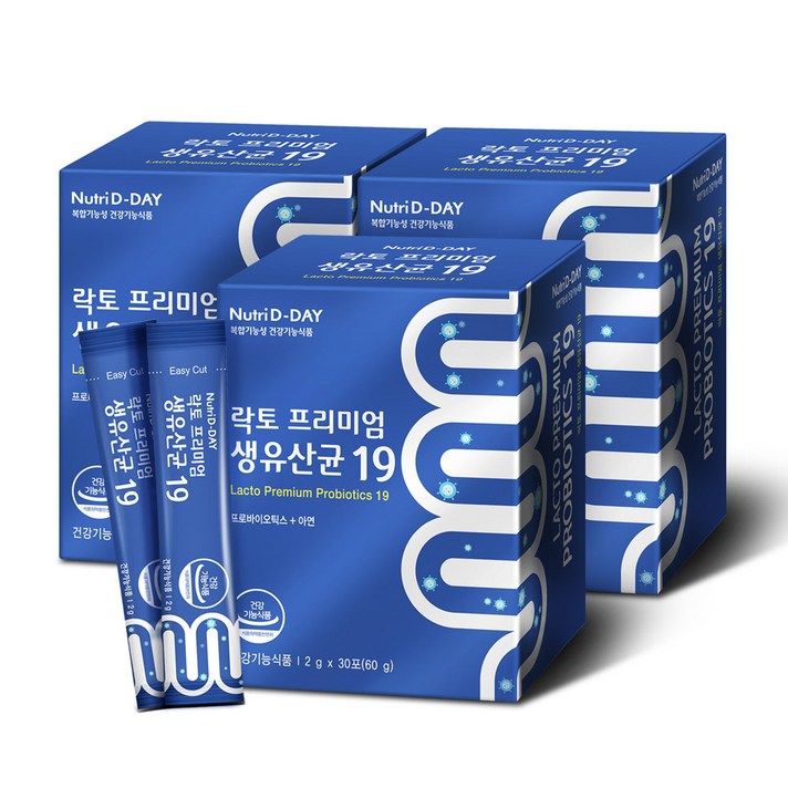 뉴트리디데이 락토 프리미엄 생유산균 19, 60g, 3개