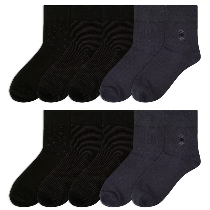 레노마 남성용 양말 BLACK 6p + CHARCOAL 4p