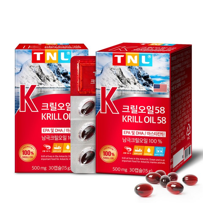 TNL 크릴오일58, 30정, 2개
