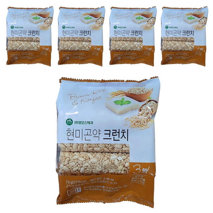 맘모스제과 현미 곤약 크런치 쌀과자, 70g, 5개