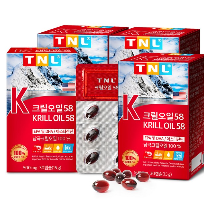 TNL 크릴오일58, 30정, 4개