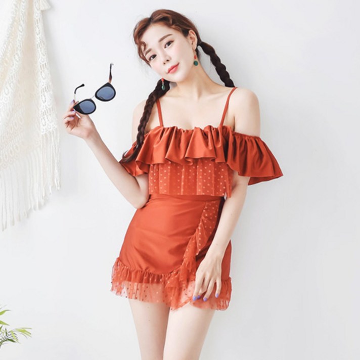 코코드림 아만다 원피스 수영복 1901, 커피브라운
