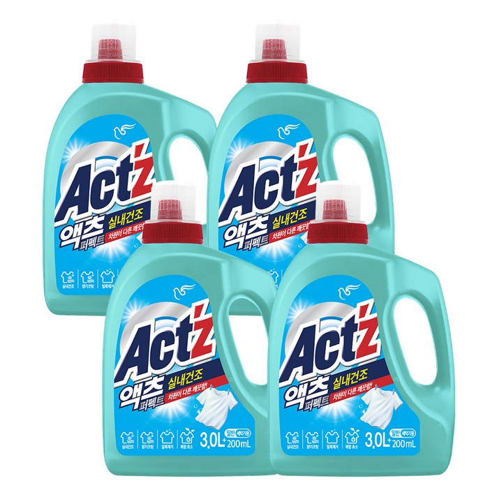 액츠 퍼펙트 실내건조 일반용 액상세제 본품, 3.2L, 4개