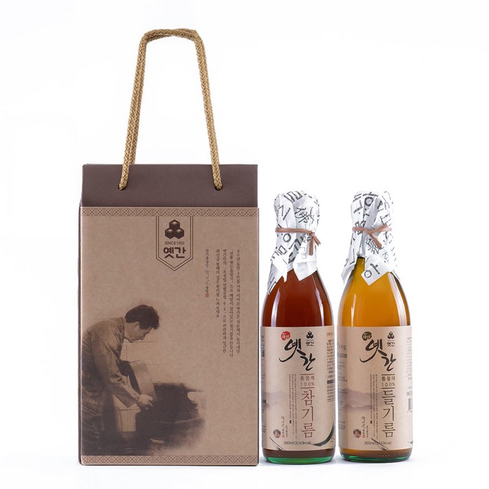 옛간 참기름 350ml + 들기름 350ml + 선물상자 세트 2호, 1세트