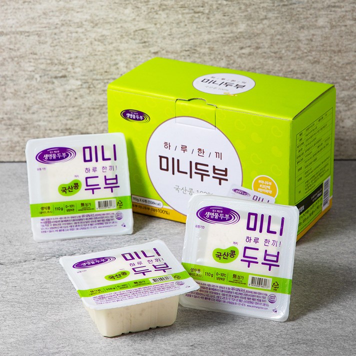 국산콩 하루한끼 미니두부, 110g, 6개입