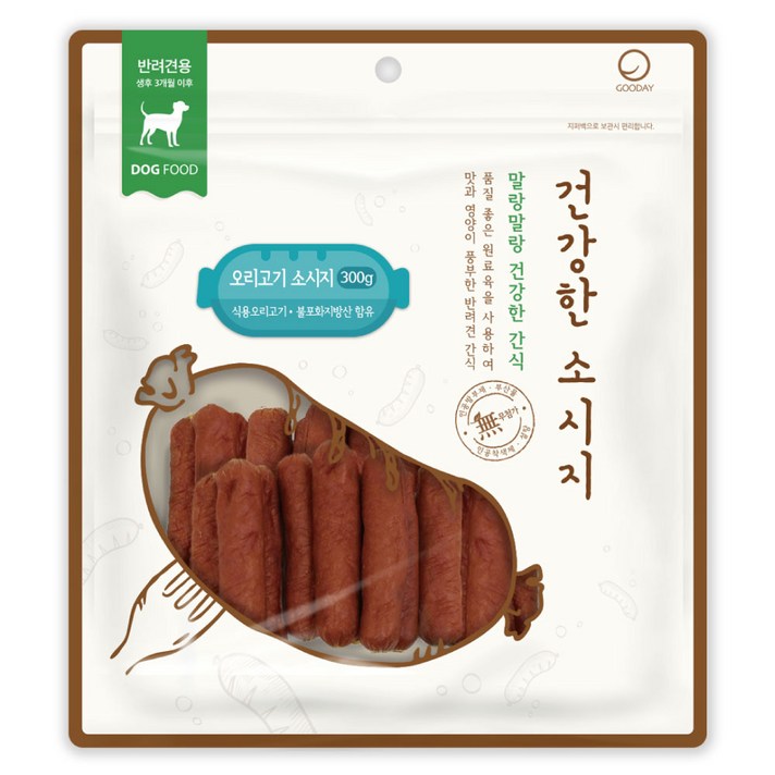 굿데이 건강한 소시지 강아지간식 300g, 오리고기 맛, 1개