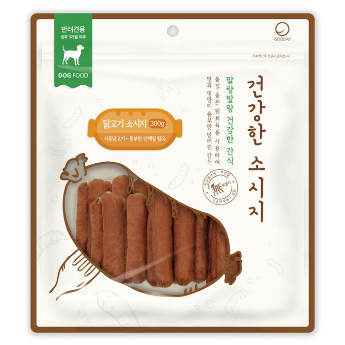 굿데이 건강한 소시지 강아지간식 300g, 닭고기 맛, 1개