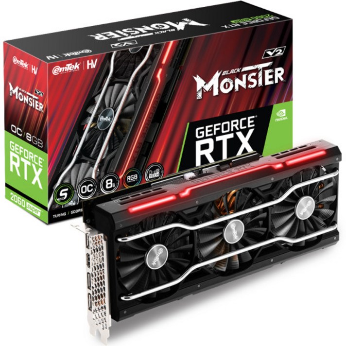 이엠텍 HV 지포스 RTX 2060 SUPER BLACK MONSTER V2 OC D6 8GB 그래픽카드, 단일상품