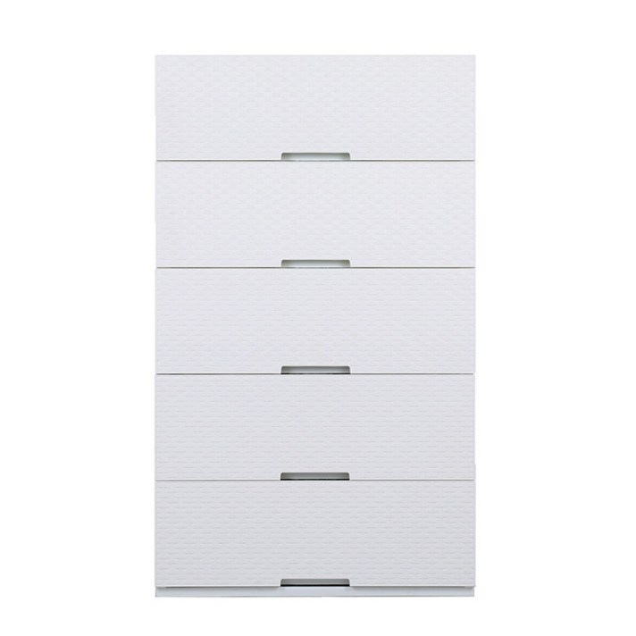 샤바스 어셈블 라탄 5단 서랍장 600, 화이트, 1개