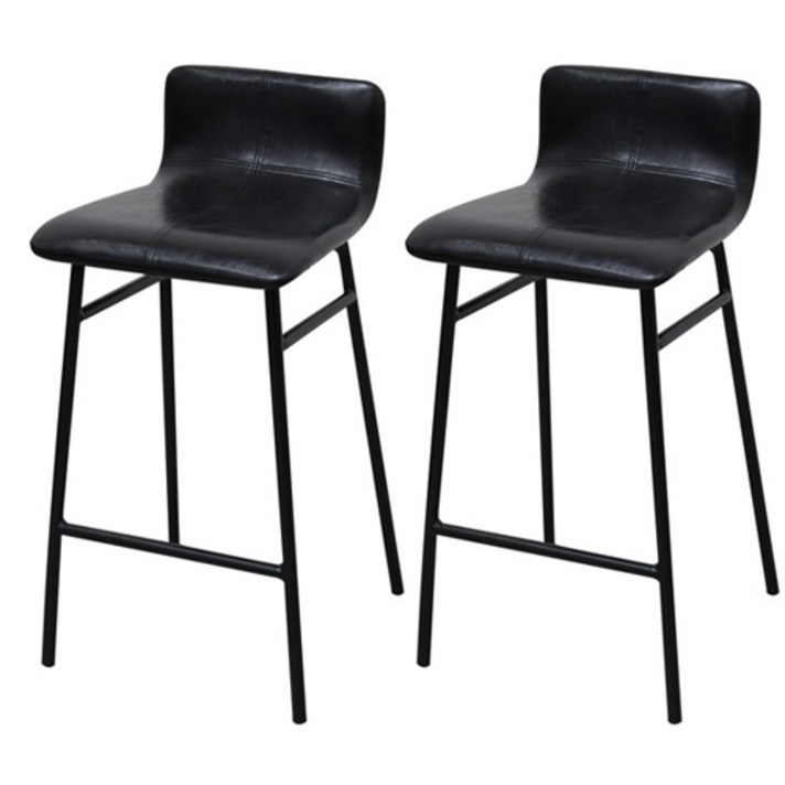 로엠가구 심플 홈 바텐 체어 2p, 블랙