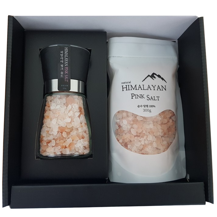 히말라야 핑크소금 그라인더 200g + 지퍼백 300g, 선물세트1번