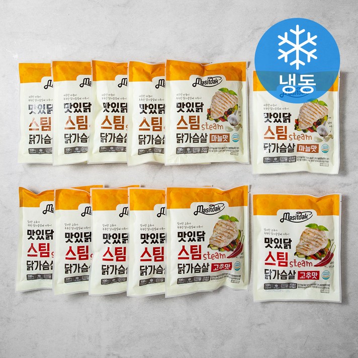 맛있닭 닭가슴살 수비드 스팀 100g x 2종 x 6팩 세트 (냉동), 1세트