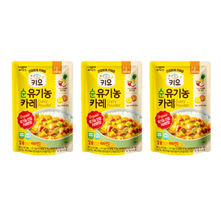 키요 순 유기농 카레 분말 80g, 사과 + 파인애플 혼합맛, 3개