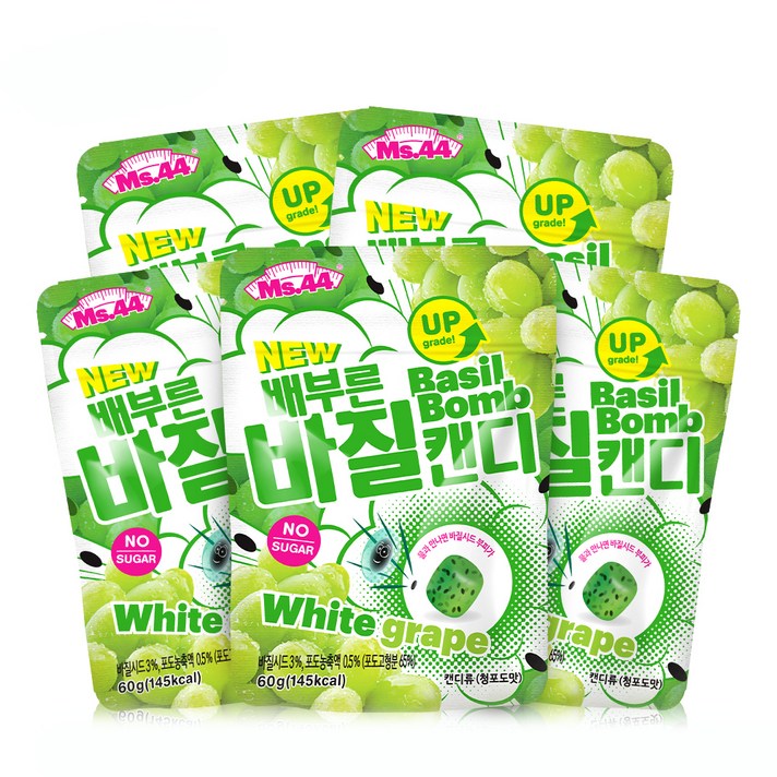 미스사사 배부른 바질캔디 청포도, 60g, 5개