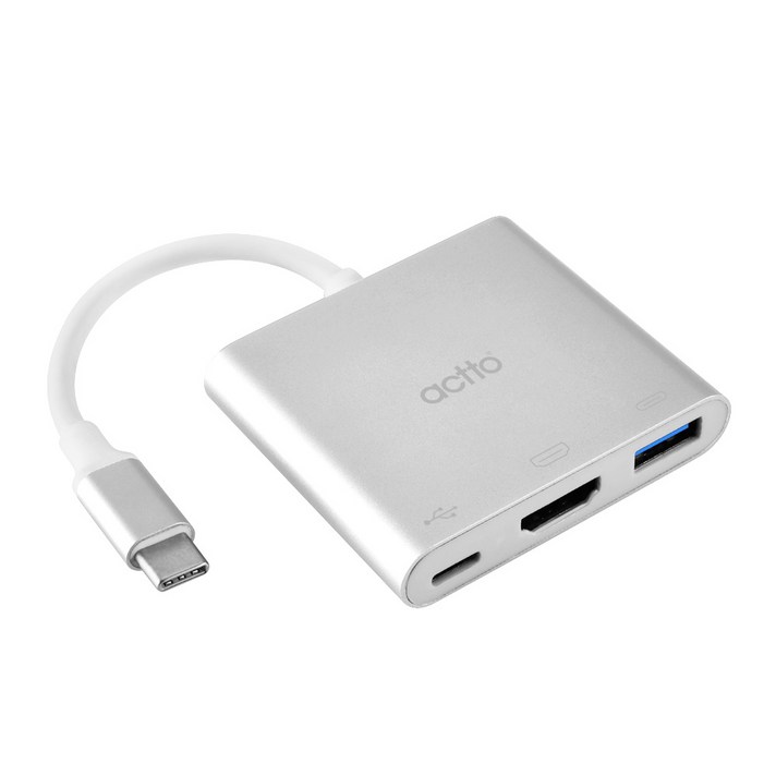 엑토 3in1 PD 충전 USB 3.0 C타입 HDMI 컨버터 TC-25, 실버