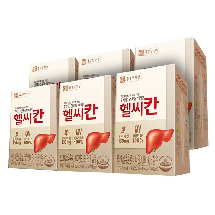 종근당건강 헬씨칸 밀크씨슬 영양제 30정, 6개