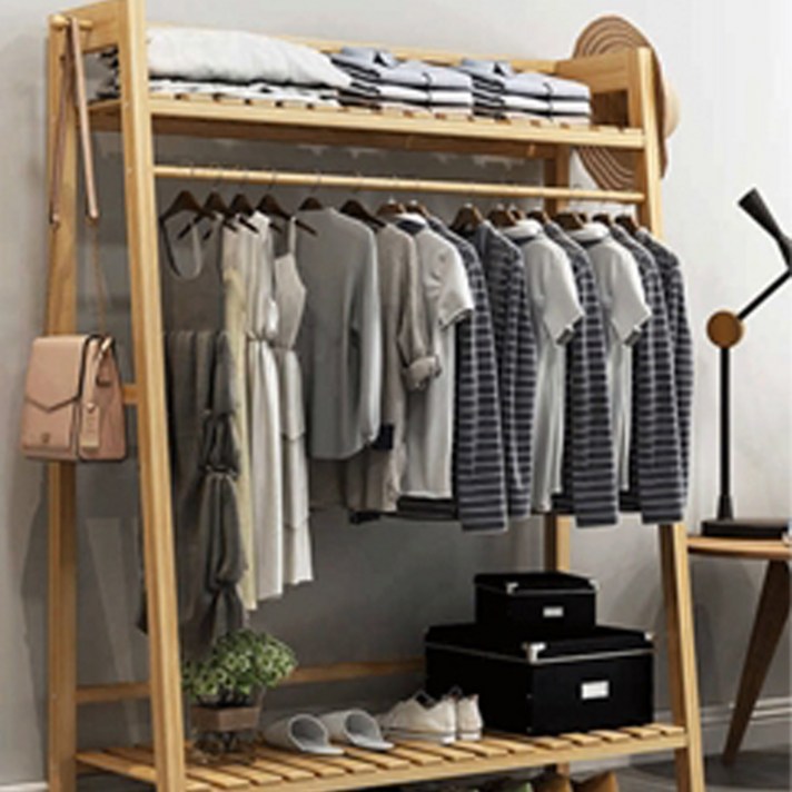 원목 사다리꼴 옷걸이 행거, 우드 100