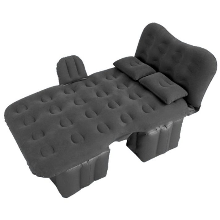 차박 자동차 엠보싱 헤드쿠션 일체형 캠핑 에어매트 + 숏블록 2p 세트, 블랙, 1세트