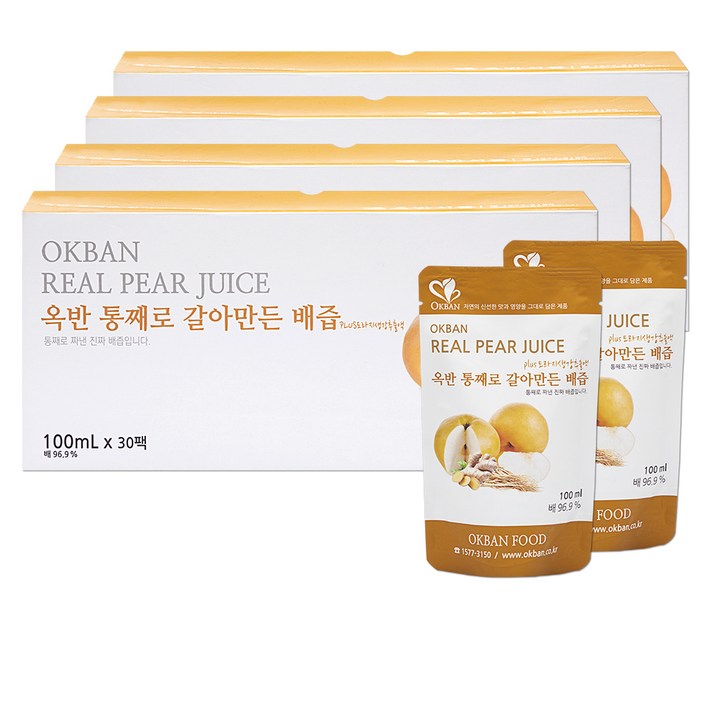 옥반식품 통째로 갈아만든 배즙, 100ml, 120개
