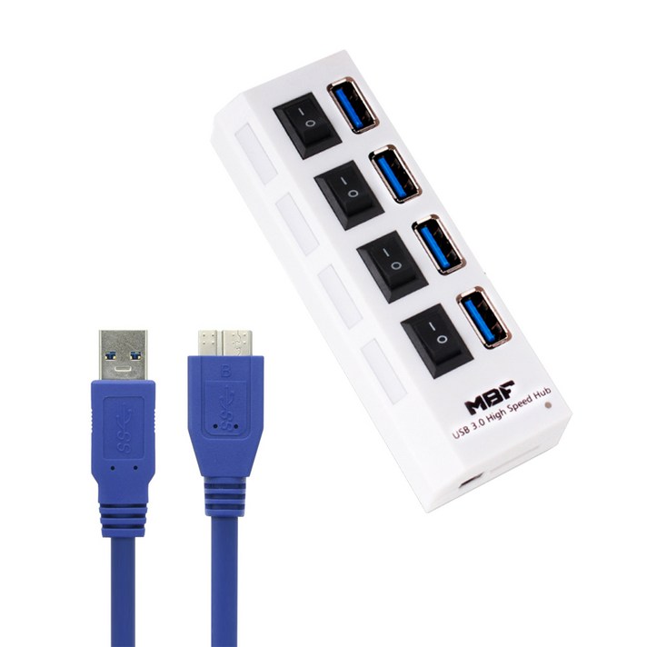 엠비에프 USB 3.0 4포트 하이 스피드 허브 MPF-H04U3 + USB 3.0 케이블, 혼합색상